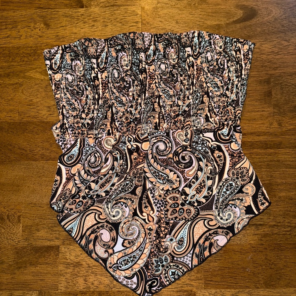 Paisley Print Tie Back Tube Top